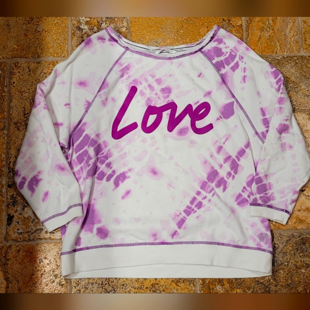 Victoria Secret PINK Purple and White Tie-Dye Love Sweatshirt Medium
